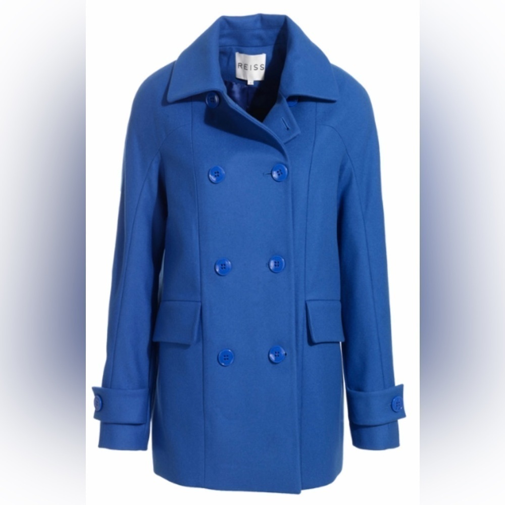 REISS Blue Wool Coat Sz Medium